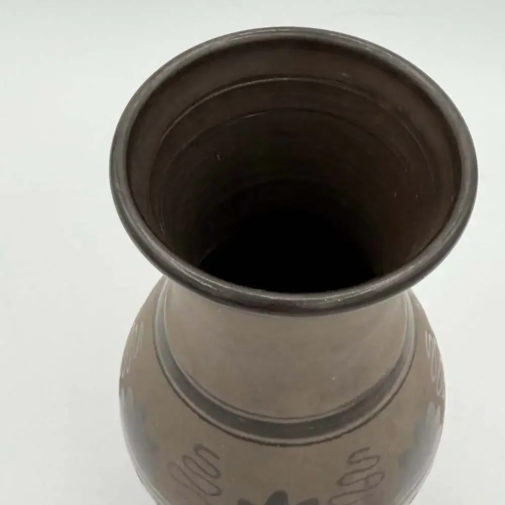 Signed Studio Art Hungarian Black Pottery Vase